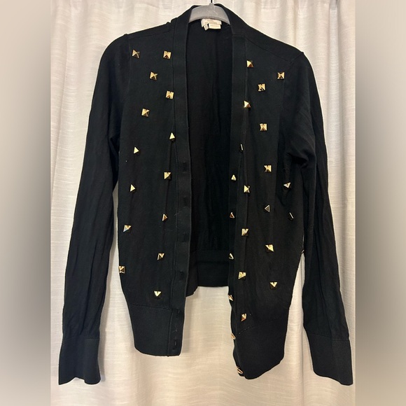 Kate Spade Gold Studded Black Cardigan Sweater | “Call Your Mom” - Picture 2 of 6